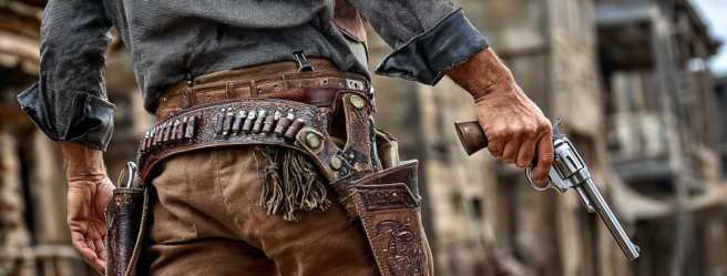 Enthusias A cowboy viewed from behind The revolver belt and 6af06b44 cf8f 49e4 9269 d84f6cd3e08f 0