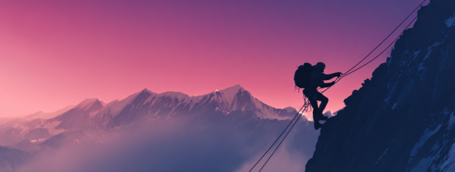 Enthusias A mountaineer on climbing ropes on a steep mountain 01a2db5c 20ef 4299 b57c 68e0d68687b5 0