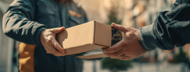 Enthusias A parcel delivery driver handing an Amazon package fc2dcb60 be9a 4914 b10b 2694d13de2f9 0
