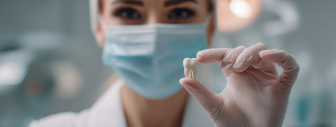 Enthusias A pretty dentist holding an extracted tooth between 207df78f d2b6 4094 a98a b4f3b0a579bd 0