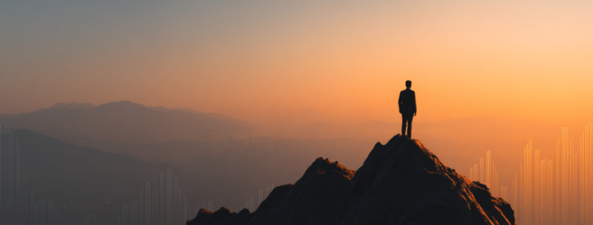 Enthusias An investor standing on a mountain peak and looking c588ce6d e216 4d33 a15a a6ae265ded00 2