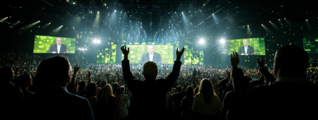 Enthusias Cheering shareholders at the Nvidia shareholders me c1c516c7 0619 496a 932f 52cd800f11c6 0