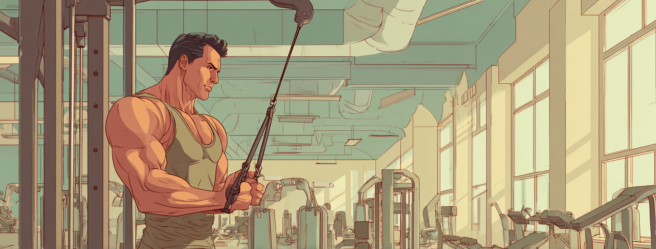 Enthusias Situation in a gym A muscleman is stretching a bic fc89a9fe ccb0 44ed ba73 36730c66146d 1