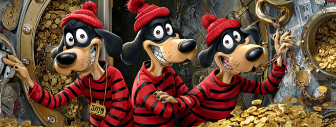 Enthusias Three cartoon beagle dogs wearing red shirts with p 3a273a6d 5155 428c 839d 661e8c2b0801 2