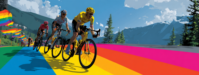 Enthusias Three cyclists on a mountain A pink finish line on b9a3d196 e27c 47cc b5d8 5daac8c6f212 2