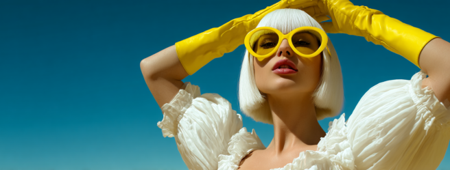 Enthusias a woman wearing a white dress and yellow sunglasses f9a3722a 0aa6 4169 8546 9597b2f40ea1 0