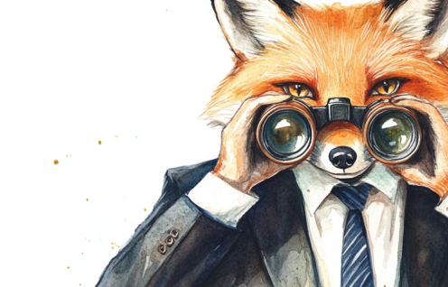 RM SPX cute fox wearing a business suit and holding bino 77357c3c f38f 4534 bccb 8e58a9f0ef75 0