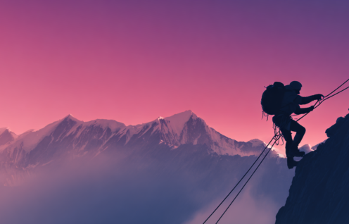 Enthusias A mountaineer on climbing ropes on a steep mountain 01a2db5c 20ef 4299 b57c 68e0d68687b5 0