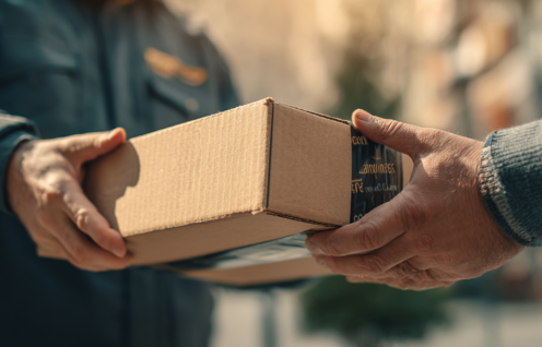 Enthusias A parcel delivery driver handing an Amazon package fc2dcb60 be9a 4914 b10b 2694d13de2f9 0