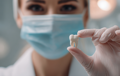 Enthusias A pretty dentist holding an extracted tooth between 207df78f d2b6 4094 a98a b4f3b0a579bd 0