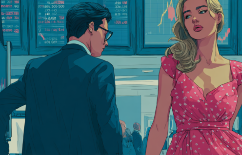 Enthusias A stock trader who is distracted by a woman walking b87b19d2 4219 4285 8e9a 1826abef5c05 0