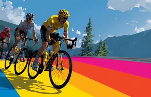 Enthusias Three cyclists on a mountain A pink finish line on b9a3d196 e27c 47cc b5d8 5daac8c6f212 2