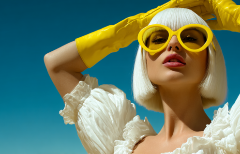Enthusias a woman wearing a white dress and yellow sunglasses f9a3722a 0aa6 4169 8546 9597b2f40ea1 0